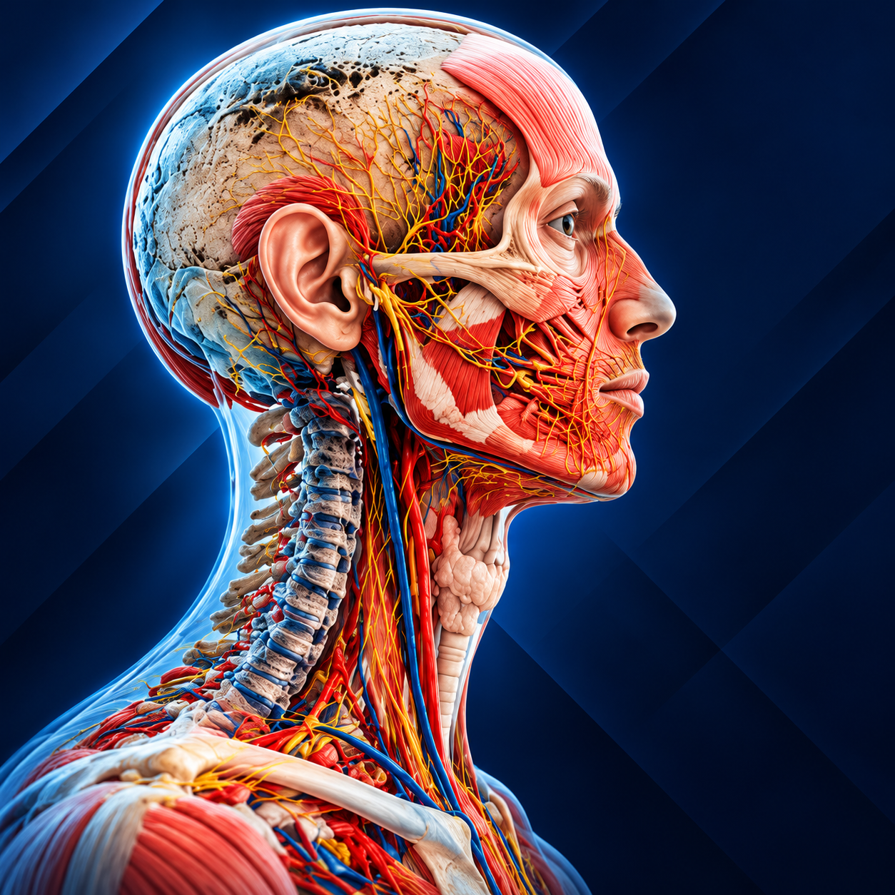 Anatomical illustration of the head and neck